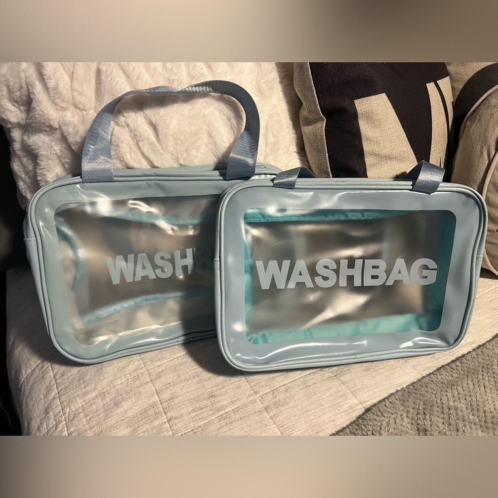 Blue Transparent Wash Bags Set